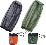2PCS Midge Head Net with Storage Bag Face Net Mesh Nylon Mosquito Head Net for Outdoor Hiking Camping Climbing Fishing and Walking (Black/Green)