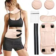QUWUMGD 4Pcs Waist Neck Oil Pack Set with Chest Pads Washable Reusable Essential Oil Wrap Leak-Proof Oil Pack Wrap with Removable Elastic Straps Soft Bamboo Flannel Oil Pack for Waist Neck Chest