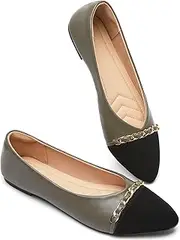 BABUDOG Women's PU Leather Flats Shoes,Black and White Dress Shoes,Crimping Faux Suede Pointed-Toe Flats