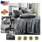 Silky Smooth King Satin Sheet Set - 6 Pieces, Breathable & Stylish Grey