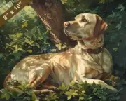 Labrador Retriever dog painting in a lush shaded grove 8x10 Print