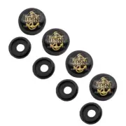 4 Black License Plate Frame Tag Screw Snap Cap Covers GOLD NAVY USN ANCHOR H070