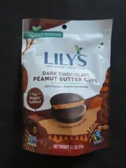 (1) Lily's Dark Chocolate Peanut Butter Cups 70% Cocoa 3.2 Oz No Sugar Added