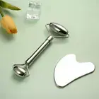 Stainless Steel Face Gua Sha Facial Roller Set Massage Tool Scraping Board Tool