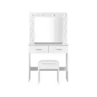 Dressing Table Stool Set Makeup Mirror 10 LED Bulbs White