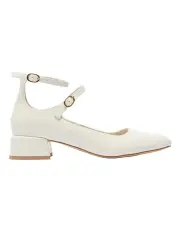 [Sandler] Lydia Heeled Shoes in Bone Patent Leather