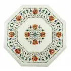 12" Marble Side Table Top Semi Precious Stones Handmade Inlay Pietradura