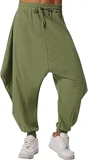 [ODIZLI] Men Leggings Retro Casual Fashion Design Loose Baggy Harem Pants with Pockets Trousers