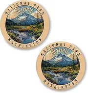 [No Thorns Media] Olympic National Park Washington 2 Pack Pinback Buttons 2.25" Fun Pins for Clothes, Backpacks, Hats, and Jackets - Cartoon, Retro, and Punk Style Lapel Badges, Slogans, and Party Pins ID45000, Metal,