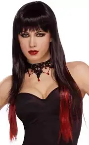 Slash Wig Gothic Vampire Girl Fancy Dress Halloween Costume Accessory 2 COLORS