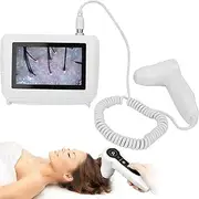 5 Inch Skin Analyzer Machine, Rechargeable Scalp Detector, 50×&200× Lens+Zoom in and Out of Screen，Testing Scalp Oil Content/Hair Moisture/Flexibility, for Home Salon Use,White