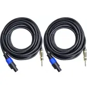 Pro 2X Speakon to 1/4" 25 Ft. True 12 Gauge Wire AWG Dj/Pro Audio Speaker Cable,