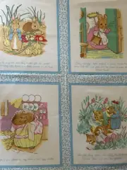 Vtg 1985 Beatrix Potter Peter Rabbit & Friends Warne Fabric Panel 43” x 49” Rare