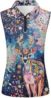 [YEXIATODO] Wpmens Ladies Racerback Golf Shirts Athletic Tank Tops Polo Quarter Zip Pullover Golf Apparel Size XS-2XL