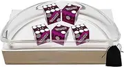 Cyber-Deals Craps Dice Kit - Authentic Las Vegas Casino 19mm Craps Dice (Set of 5), Acrylic Dice Boat, Dice Storage Pouch (Boulder Station (Purple Polished))