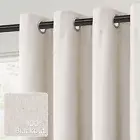 100% Blackout Linen Curtains for Bedroom Thermal Insulated Grommet Complete B...