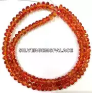 AAAA+Orange Sapphire Faceted Rondelle Padparadscha Orange Jewelry Gemstone Beads