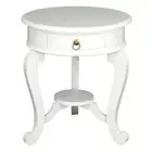 RIO FRENCH PROVINCIAL WHITE ROUND LAMP TABLE SIDE TABLE ACCENT CABRIOLE LEGS