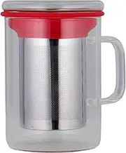 [Avanti] Borosilicate Glass Tea Mug with Infuser, 420ml, Red