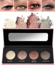 Jutqut 4 Colors Glitter Eyeshadow Palette, Shimmer Eyeshadow Makeup Palette, ...