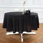 Solino Home Black Linen Round Tablecloth 60 Inch Diameter - 100% Pure Linen P...