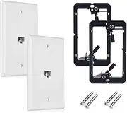 CAT.6 RJ45 Ethernet Wall Plate, OZXNO 2-Pack RJ45 Female to Female Keystone Jack Wallplate Removable Cat6 Inline Coupler Faceplate with Low Voltage Mounting Bracket Device (1 Port)
