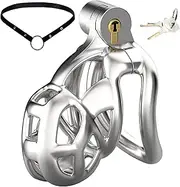 Stainless Steel Metal Chastity Cage Ultra Chastity Belt Penis Cage With Belt Man Extreme Cock Cage Chastity Cage Male Penis Cage BDSM Chastity Sex Toys For Men(M/Set,40mm)