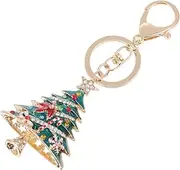 [BESTYASH] Christmas Tree Pendant Vintage Ornament Metallic Wallet Christmas Diamon Keychain Couples Keychain Cartoon Key Rings Xmas Style Key Chain Car Decor Imitation Rhinestone Green