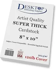White 8" x 10" Cardstock - Blank SUPER Thick Paper - 100 Sheets - Artist Drawing Quality Eggshell Finish - Heavy Weight 120lb Cover Card Stock for Inkjet & Laser Printer
