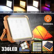 Rechargeable Work Solar Light 1500W 336Led Flood Light Camping Torch Lamp Ip66
