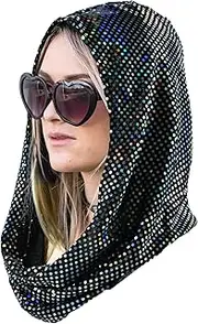 Sequin Unisex Rave Hood/Festival Outfit/Hood, Sparkly Bandana Rave Accessories, Rave Gear