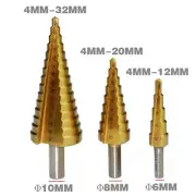 Free ship 4mm to 12mm 20mm 32mm HSS Steel Step Drills Bit tool set hex shank
