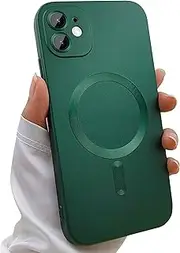 ankofave Magnetic Case for iPhone 11 Phone Case for Women, Shockproof Matte Luxury Soft Metallic Luster Design with Full Camera Lens Protector, Compatible with Magsafe Case for iPhone 11 6.1"-Green