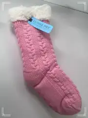 Luther Pike Pink Cable Knit Sherpa Lined Socks