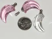 1 Mini Glass Cresent Moon Perfume vial pendant dangle jar little Bottle PINK New