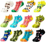 [Jefshon] 12 Pairs of Trainer Socks Women's 39-42 Cotton Colourful Socks Women's Colourful Short Socks Women's Running Socks Breathable Short Ankle Socks Made of Cotton Funny Trainer Socks Women's 39-42 Sports