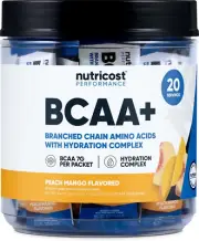 Nutricost BCAA+ Hydration Peach Mango Flavor (20 Stickpacks) - Branched Chain Am