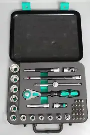 Wera Zyklop 8100 SB 4 Socket Wrench Set 3/8" Drive SAE 38 Pieces 05003596001 NEW