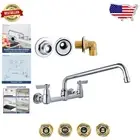 Elegant Wall-Mounted Kitchen Faucet with 14-Inch Swivel Spout & Dual Handles