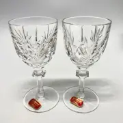 Set of 2 Gorham Crown Point Cut Crystal Wine Glasses Stemware 6” New w/ Labels