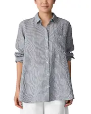 Eileen Fisher Linen Classic Collar Long Shirt
