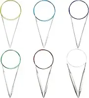 Modixun 6Pcs 100cm Circular Knitting Needles, 6 Sizes Stainless Steel Knitting Needles, Size 2.75mm 3.75mm 4.5mm 5.5mm 8mm 10mm