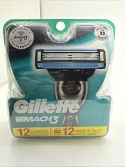 Mens Gillette MACH3 Refills Razor Blades - 12 Cartridges Sealed