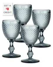 Vista Alegre Bicos Grey Water Goblets (Set Of 4) with $8 Credit