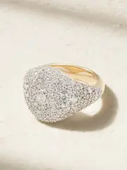 [Lucy Delius] Lucy Delius - Signature 14-karat Gold Diamond Signet Ring - 3 3 Gold