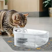 PAPIFEED Cat Water Fountain + Stainless Steel Tray + 1 Silicone Mat - 84oz/2.5L Cat Drinking Water Fountain-Automatic Pet Fountain for Multiple Pets, LED Light - White