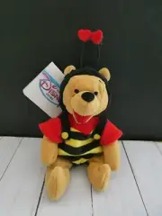 Vtg Disney Store Winnie the Pooh Valentine Bumble Bee Plush Bean Bag Beanie NWT