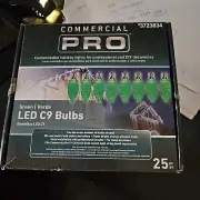 GEMMY Commercial Pro 25 Ct C9 Green LED Christmas String Light Bulbs E17 Base