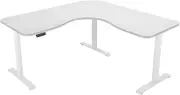 FORTIA 173W x 173W x 75D 3-Motor 120kg Load Adjustable Electric Sit to Stand Up Corner Desk - White/White Frame