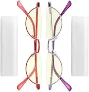touk Half Frame Reading Glasses Anti Blue Light UV Filter, Half Moon Lens Semi Rim Spring Hinge Readers with Case for Women